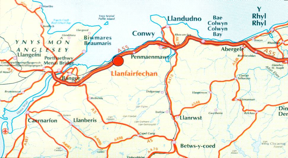 Llanfairfechan, Conwy, North Wales map